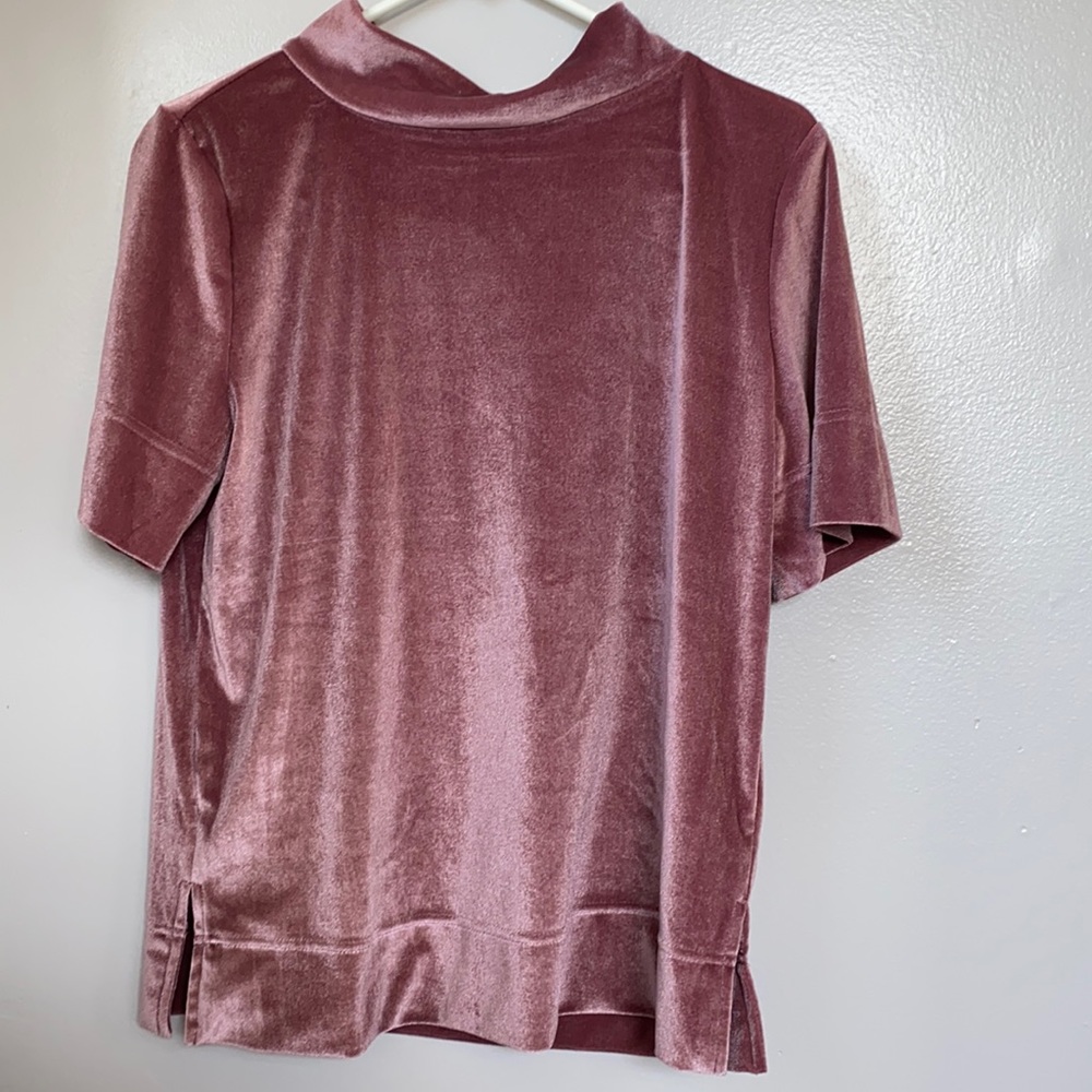 Anthropologie Velvet Pink Mock Neck Top